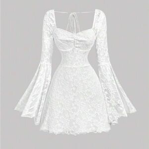 Fire Los Angeles White Lace Long Sleeve Dress